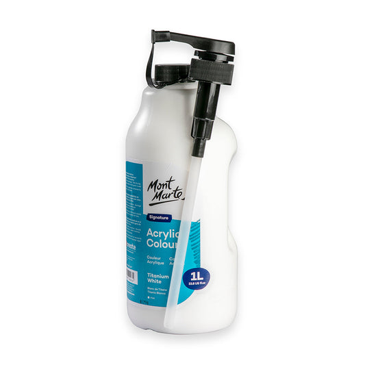 1 Litre Mont Marte Acrylic Colour Signature Paint Pump Bottle - Titanium White