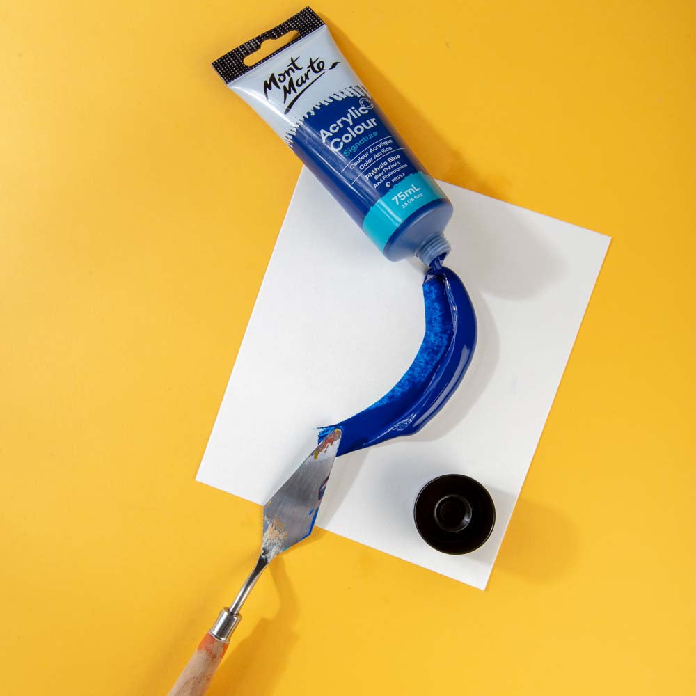 75ml Mont Marte Acrylic Colour Signature Paint Tube - Phthalo Blue