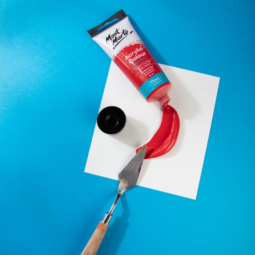 75ml Mont Marte Acrylic Colour Signature Paint Tube - Brilliant Red