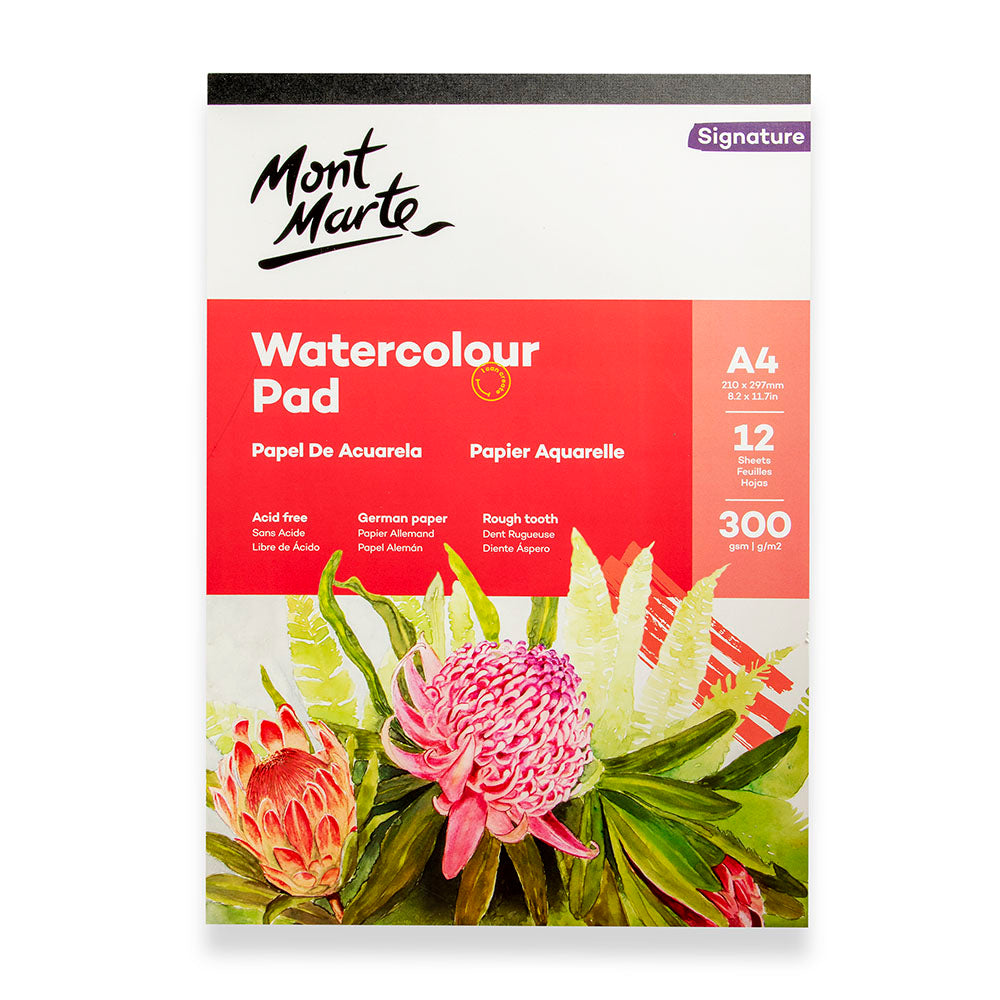 A4 Mont Marte Watercolour Pad. 12 Sheet. 300gsm