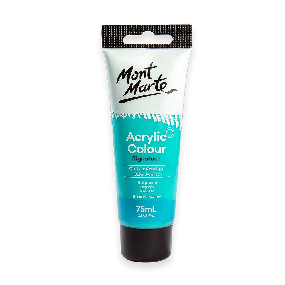 75ml Mont Marte Acrylic Colour Signature Paint Tube - Turquoise