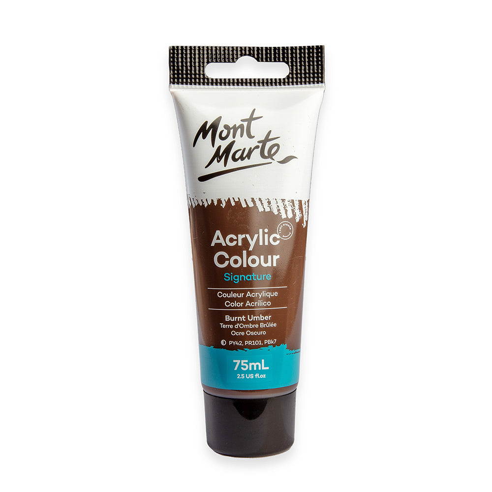 75ml Mont Marte Acrylic Colour Signature Paint Tube - Burnt Umber