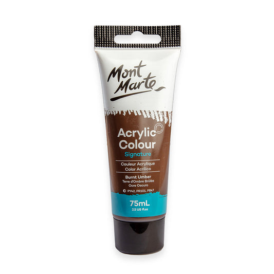 75ml Mont Marte Acrylic Colour Signature Paint Tube - Burnt Umber