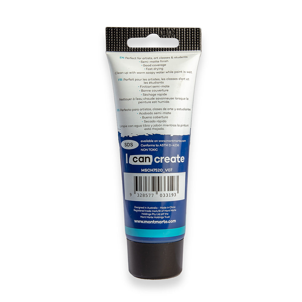 75ml Mont Marte Acrylic Colour Signature Paint Tube - Phthalo Blue