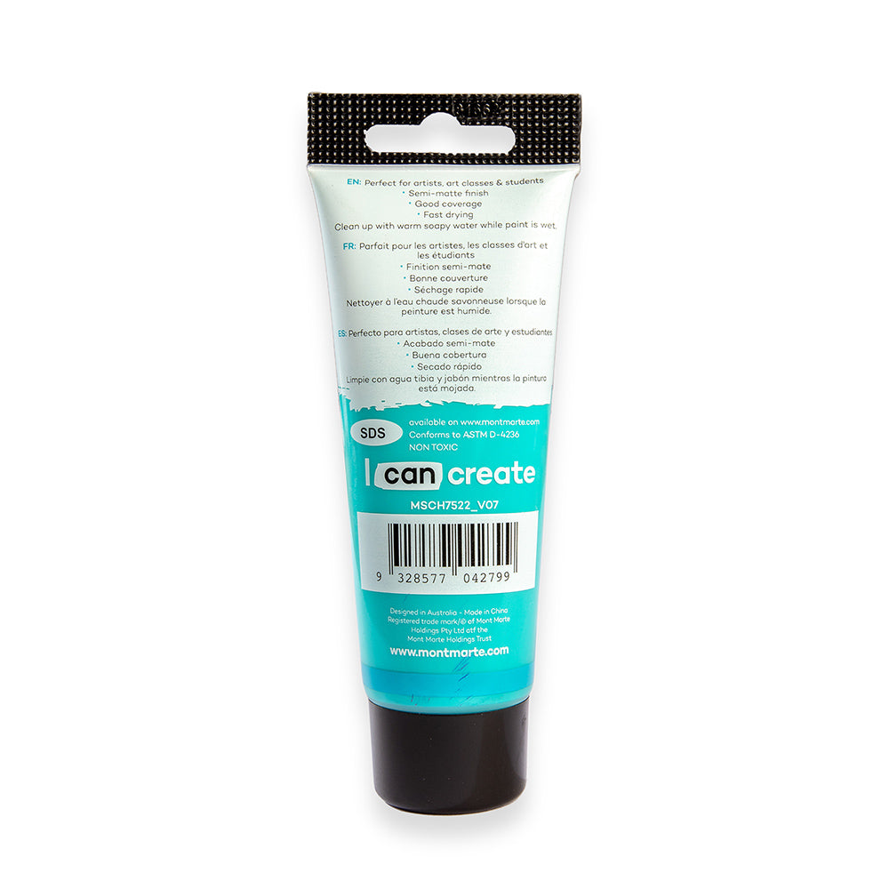 75ml Mont Marte Acrylic Colour Signature Paint Tube - Turquoise