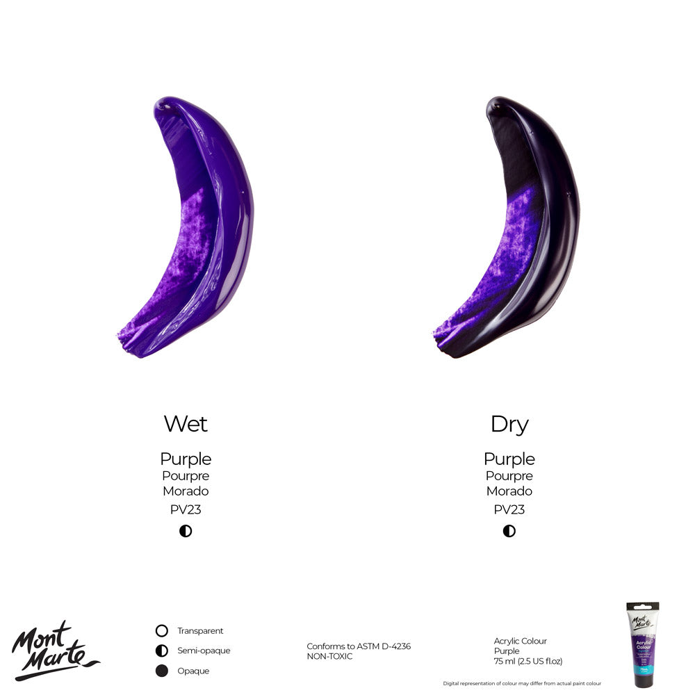 75ml Mont Marte Acrylic Colour Signature Paint Tube - Purple