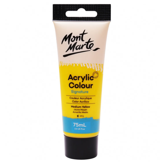75ml Mont Marte Acrylic Colour Signature Paint Tube - Medium Yellow