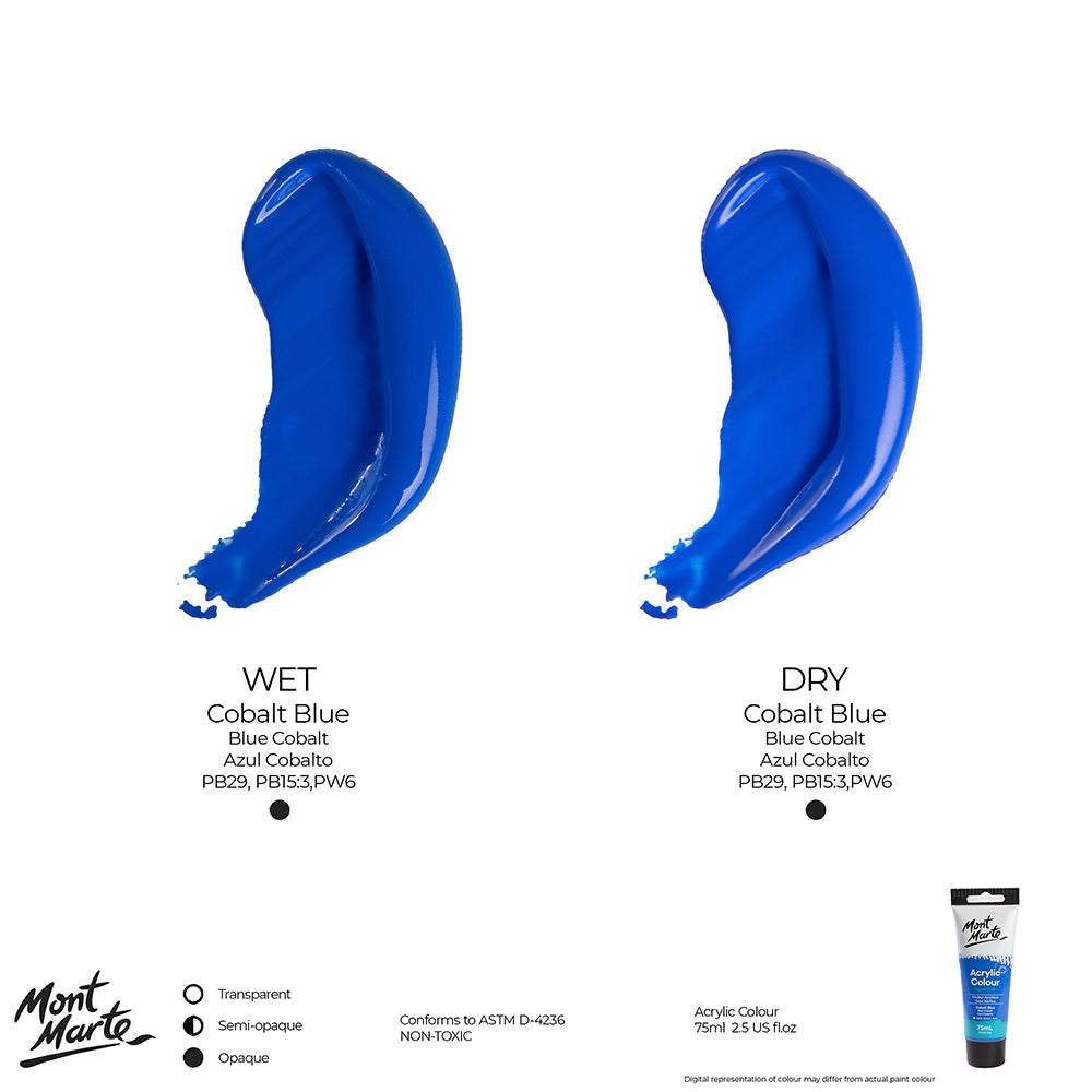 75ml Mont Marte Acrylic Colour Signature Paint Tube - Cobalt Blue