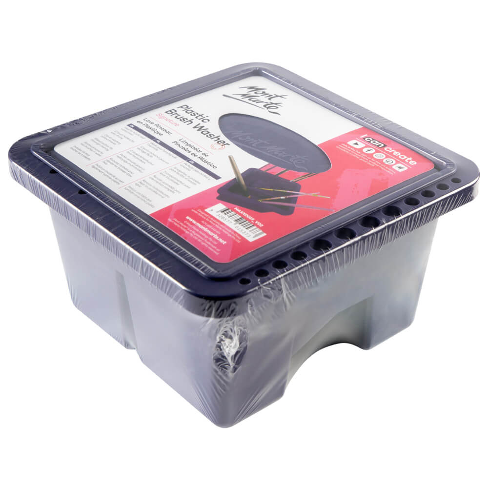 Mont Marte Brushwasher Twin Compartment Square Plastic