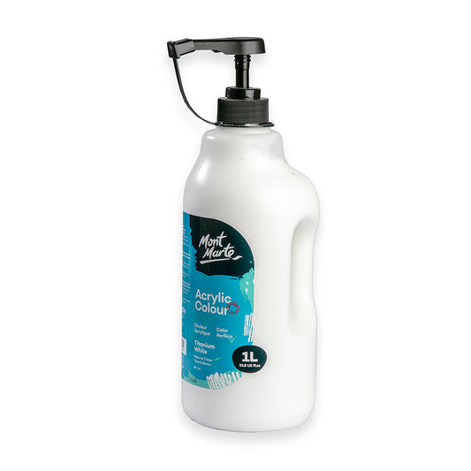 1 Litre Mont Marte Acrylic Colour Signature Paint Pump Bottle - Titanium White