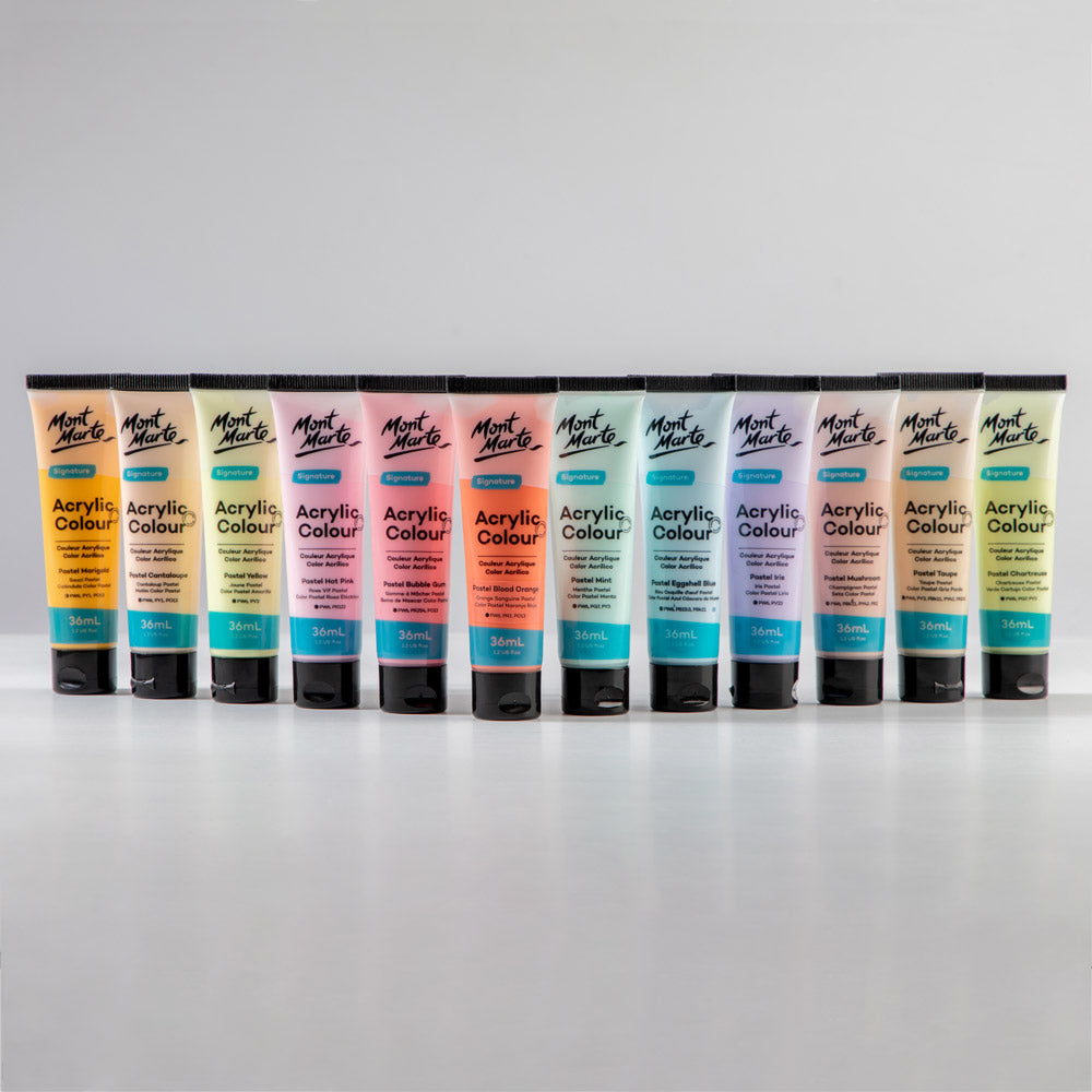 Monte Marte Acrylic Colour Pastel Paint Set Signature 12pc x 36ml
