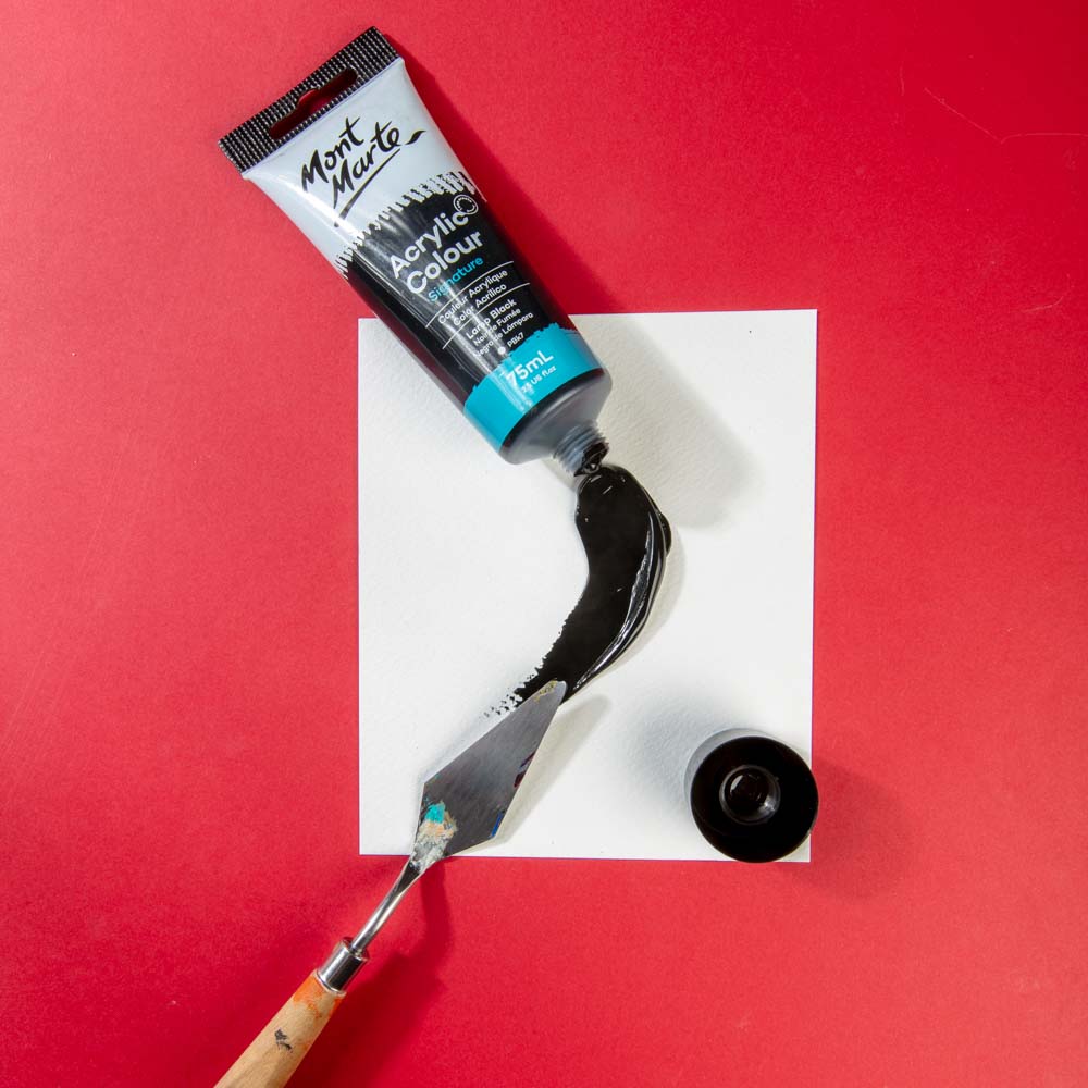 75ml Mont Marte Acrylic Colour Signature Paint Tube - Lamp Black