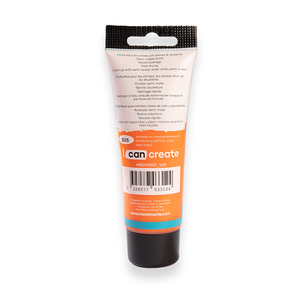 75ml Mont Marte Acrylic Colour Signature Paint Set Tube - Orange