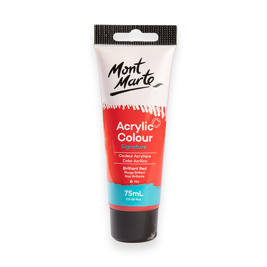 75ml Mont Marte Acrylic Colour Signature Paint Tube - Brilliant Red