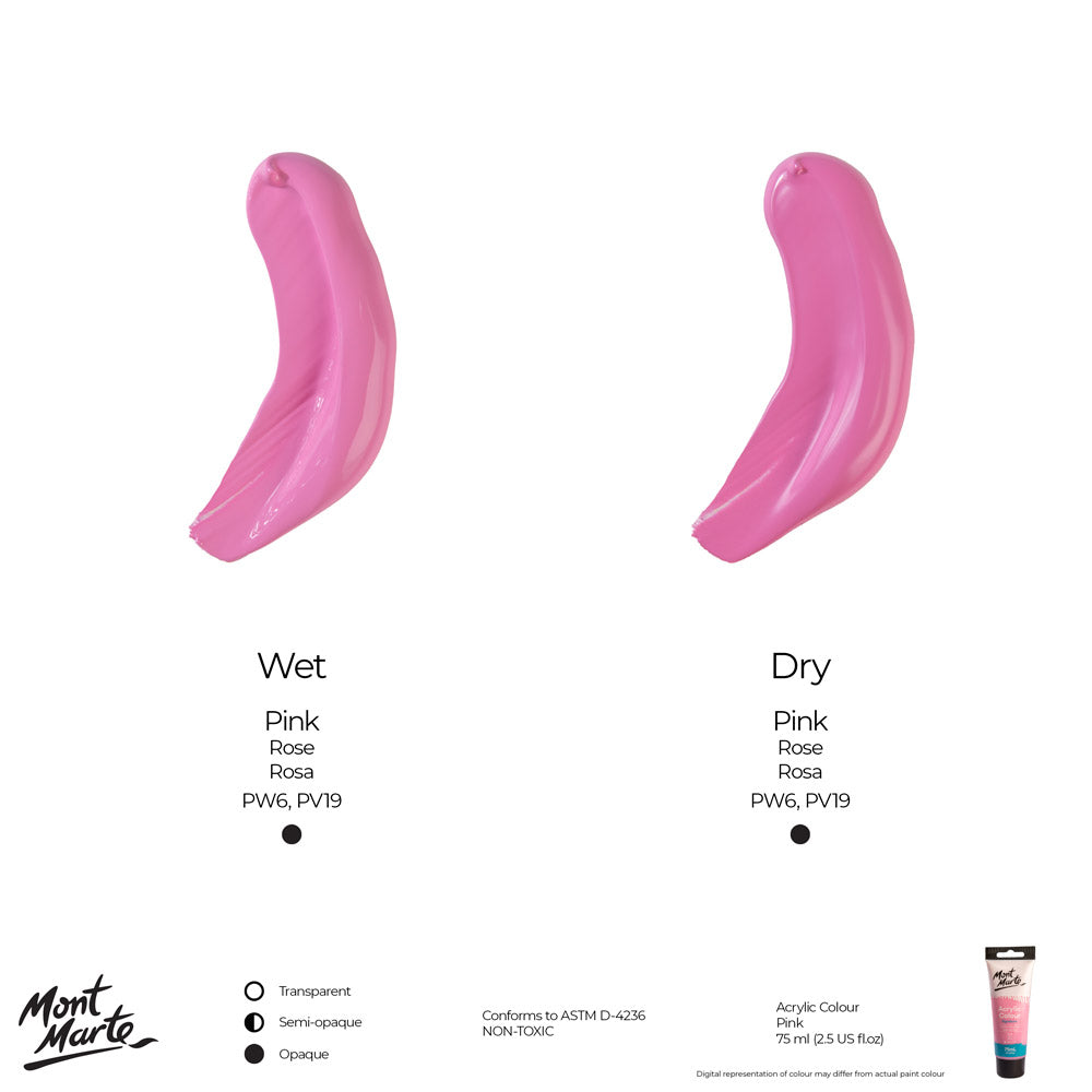 75ml Mont Marte Acrylic Colour Signature Paint Tube - Pink