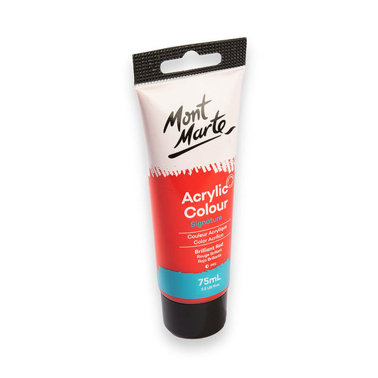 75ml Mont Marte Acrylic Colour Signature Paint Tube - Brilliant Red