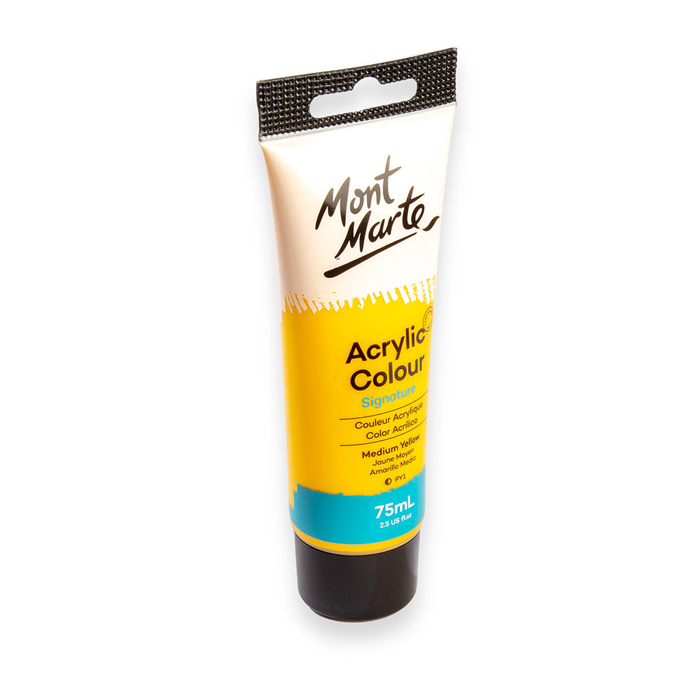 75ml Mont Marte Acrylic Colour Signature Paint Tube - Medium Yellow