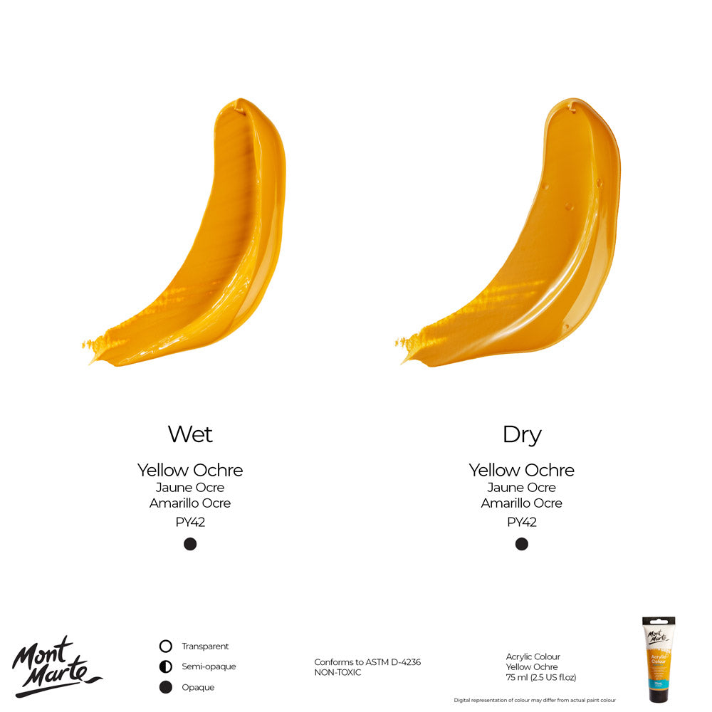 75ml Mont Marte Acrylic Colour Signature Paint Tube - Yellow Ochre