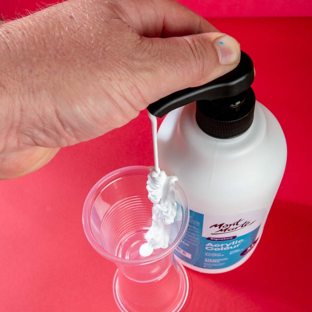 1 Litre Mont Marte Acrylic Colour Signature Paint Pump Bottle - Titanium White