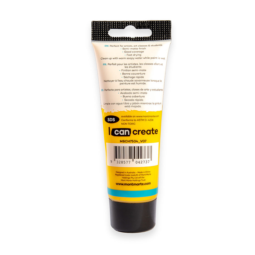 75ml Mont Marte Acrylic Colour Signature Paint Tube - Medium Yellow