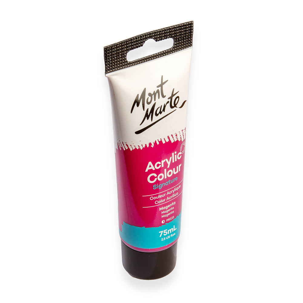 75ml Mont Marte Acrylic Colour Signature Paint Tube - Magenta