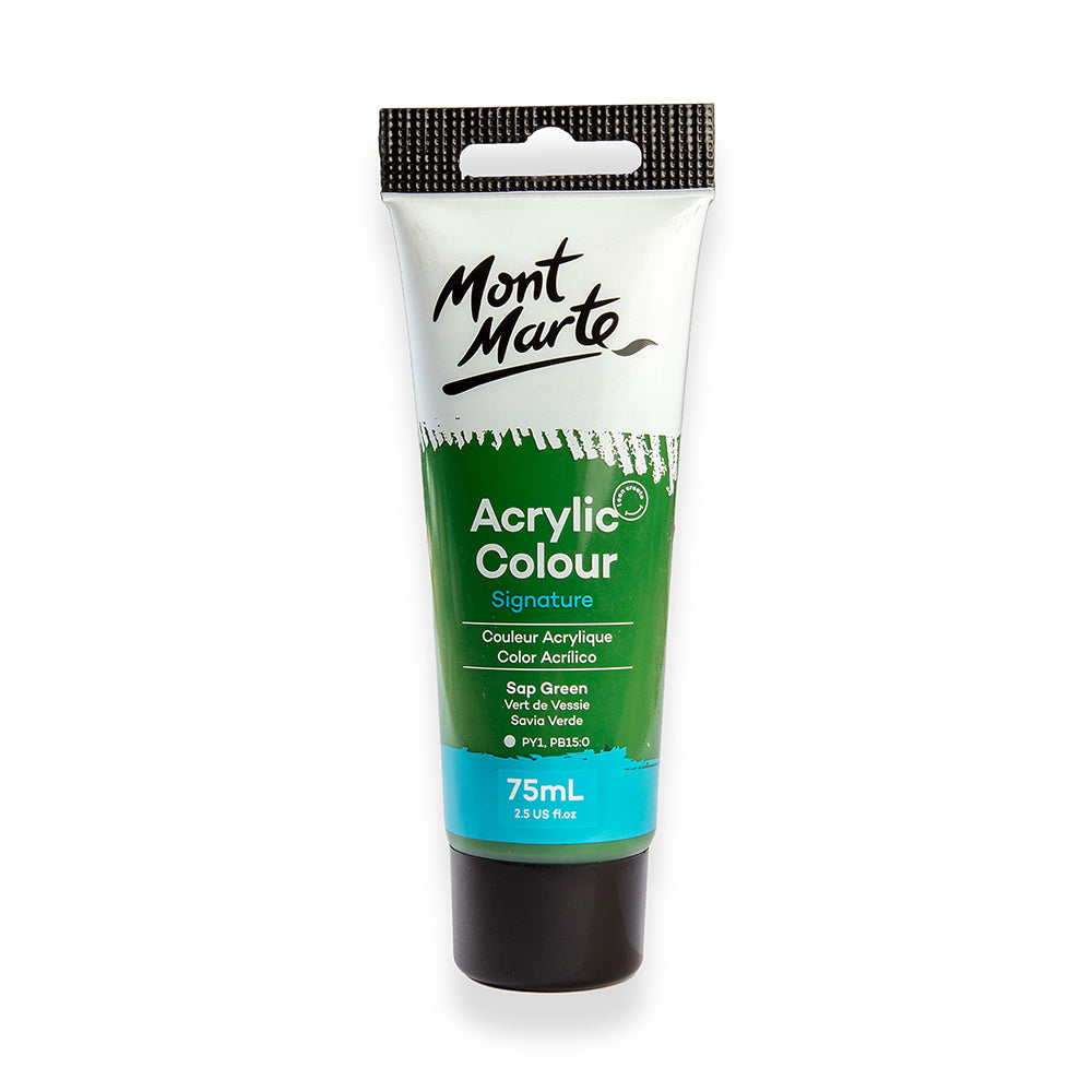 75ml Mont Marte Acrylic Colour Signature Paint Tube - Sap Green