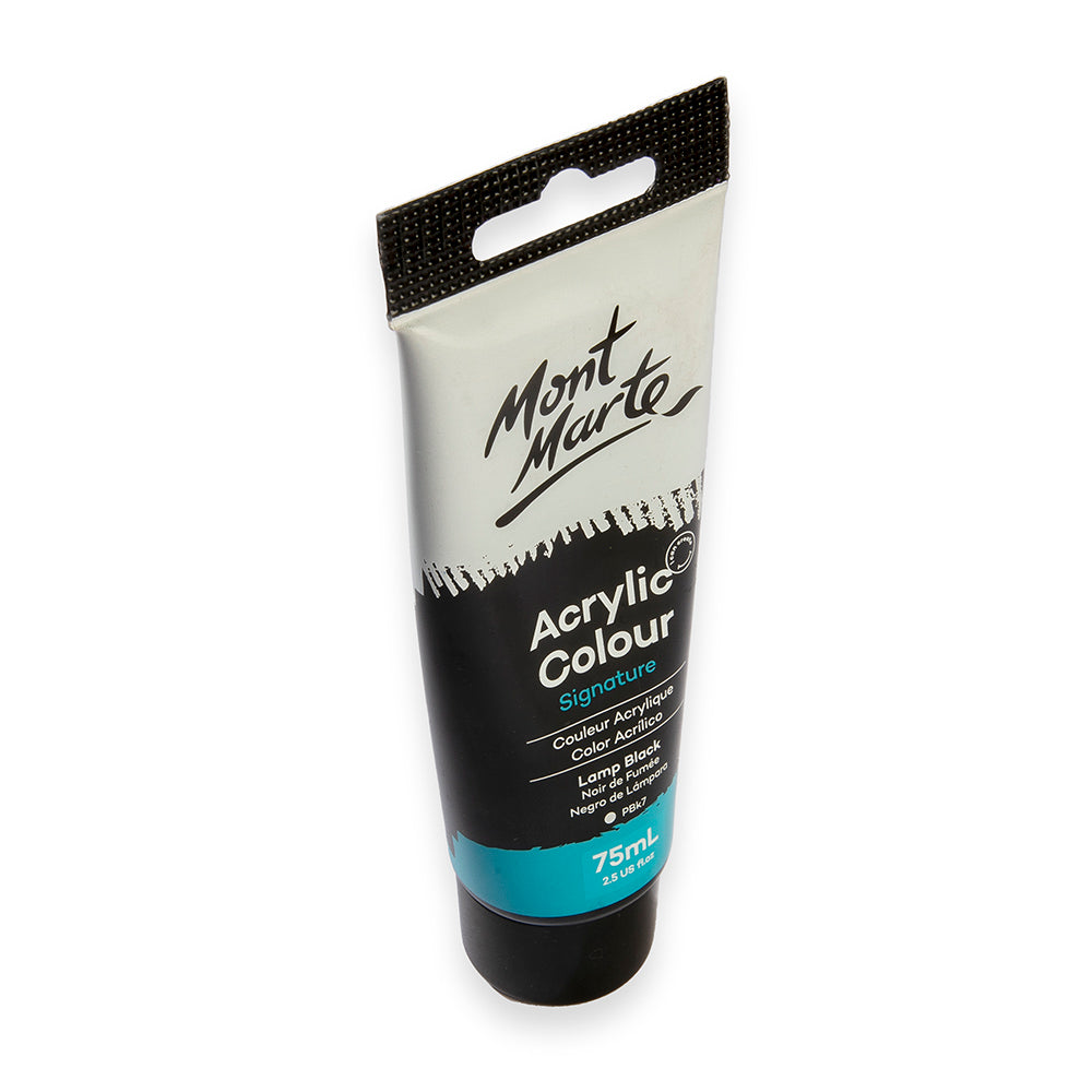 75ml Mont Marte Acrylic Colour Signature Paint Tube - Lamp Black