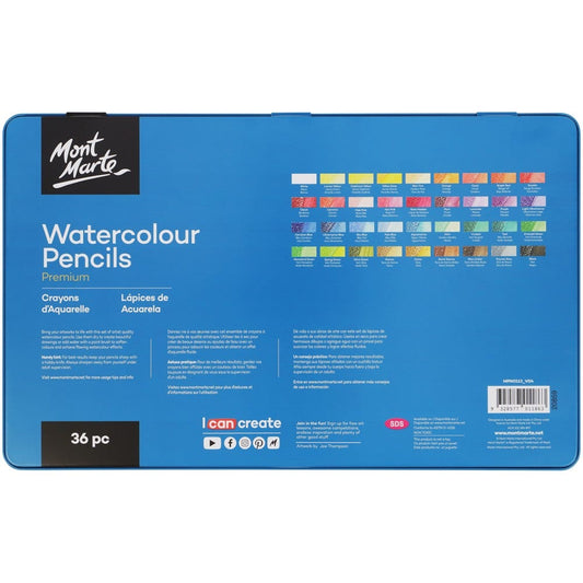 36pc Mont Marte Watercolour Pencil Set In Tin