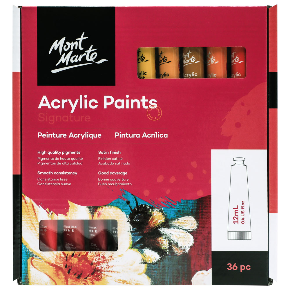 Mont Marte Acrylic Colour Signature Paint Set - 36pc×12ml