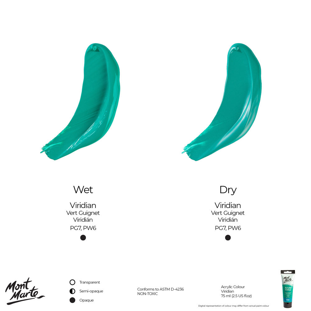 75ml Mont Marte Acrylic Colour Signature Paint Tube - Viridian