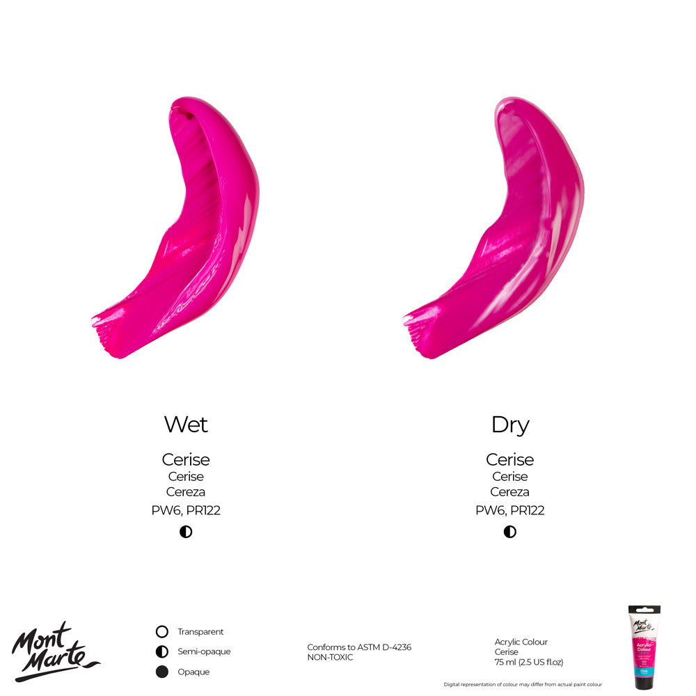 75ml Mont Marte Acrylic Colour Signature Paint Tube - Cerise