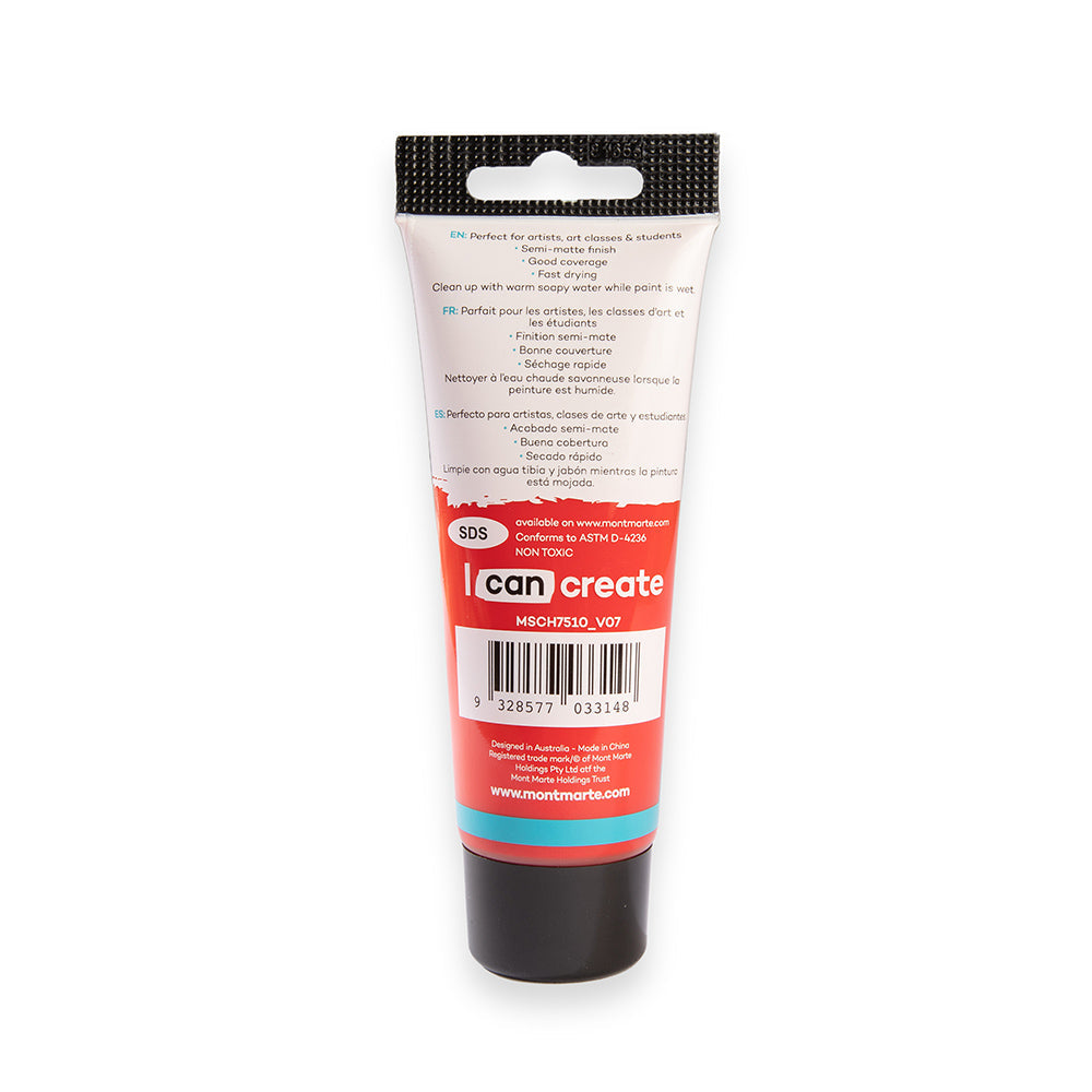 75ml Mont Marte Acrylic Colour Signature Paint Tube - Brilliant Red