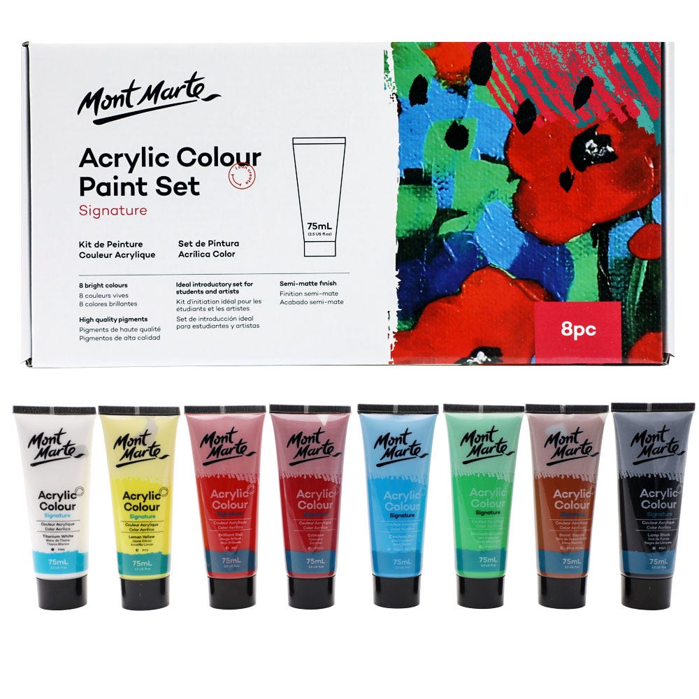 Mont Marte Acrylic Colour Signature Paint Set 8pc×75ml