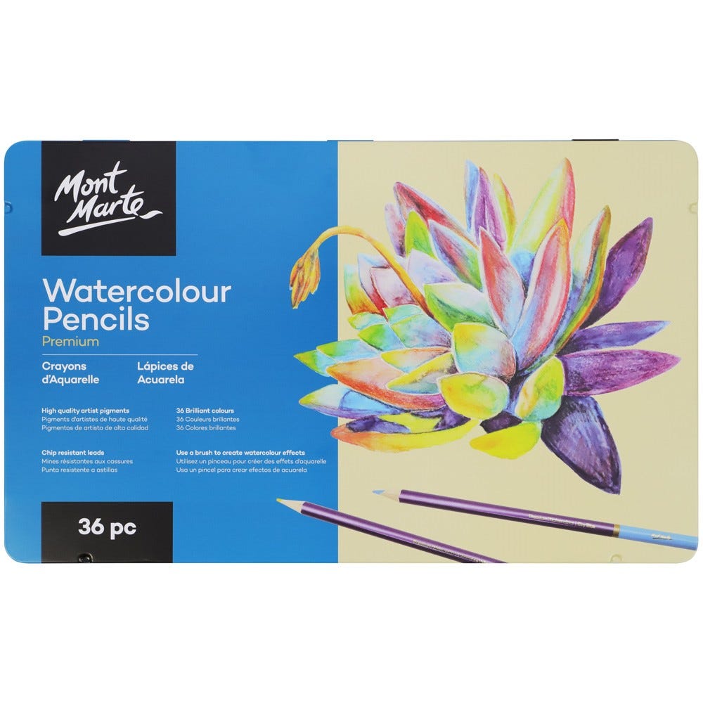 36pc Mont Marte Watercolour Pencil Set In Tin