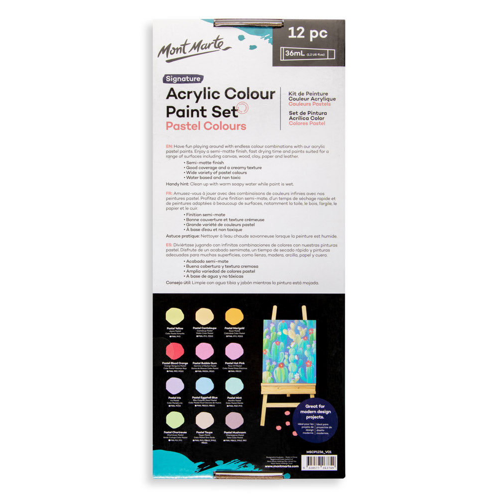 Monte Marte Acrylic Colour Pastel Paint Set Signature 12pc x 36ml