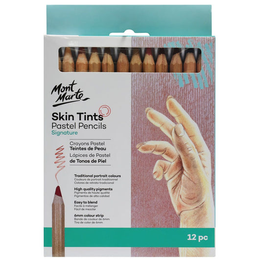 12pc Mont Marte Skin Tint Pastel Pencils