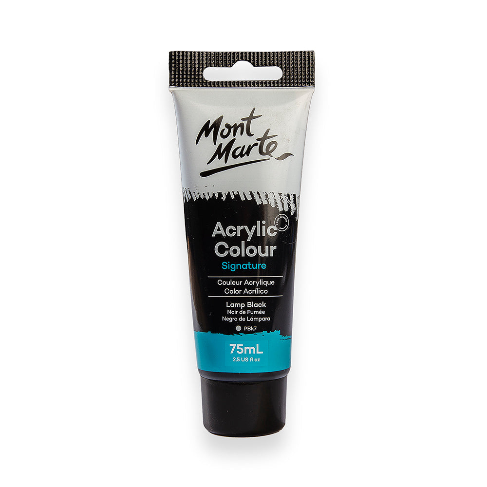 75ml Mont Marte Acrylic Colour Signature Paint Tube - Lamp Black